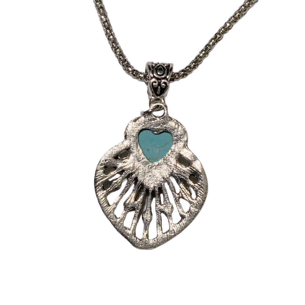 Boho Chic Necklace Southwestern Turquoise Silver Vibe Pendant Chain Gift Pouch - Picture 8 of 16